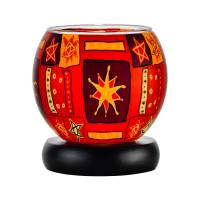 Leuchtglas Lampe 11cm Nr.75 Sterne rot und orange,elektrisch betrieben
