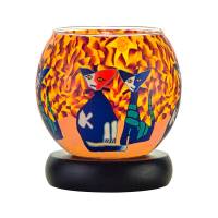 Leuchtglas Lampe 11cm Nr.110 Katzenpaar am Tag, elektrisch betrieben