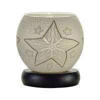 Leuchtglas Lampe 11cm Nr.143 weiß stahlender Stern, elektrisch betrieben