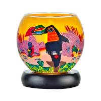 Leuchtglas Lampe 11cm Nr.167 Vögel, bunt, elektrisch betrieben