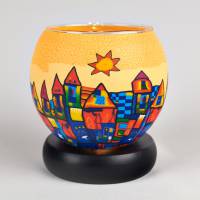 Leuchtglas Lampe 11cm Nr.182 Stadt im Sommer, elektrisch betrieben