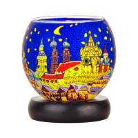 Leuchtglas Lampe 11cm Nr.204 München bei Nacht, elektrisch betrieben